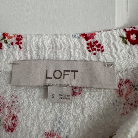 Loft Floral Puff Sleeve Square Neck Top NWOT - Picture 4 of 5